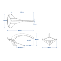 Aluminium ''NORD'' Anchor Kit 1kg with Rope, Chain & Bag