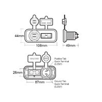 Narva Flush Mount 50A Anderson Connector and Dual USB-C Sockets