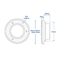 EuroLED95 Downlight White Light with Plastic Rim 12/24v