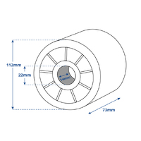 Wobble Roller Smooth Blue 72x112mm x 22mm Bore