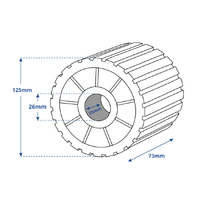 Heavy Duty Wobble Roller Blue White 73x125x 26mm Bore