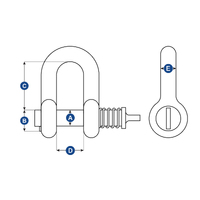 Heavy Duty D Shackles with Spring Loaded Captive Pin Stainless Steel