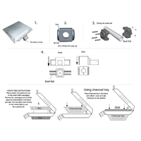 Asado Stainless Steel Boat BBQ with Removable Rail Mount