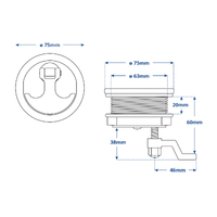 Flush Hatch Latch Black with Turning Lock