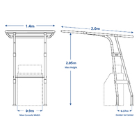 Oceansouth Heavy Duty T-Top Deck Mount Small width 1.4m