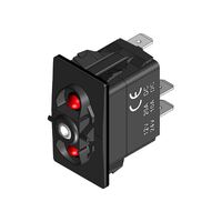 Rocker Switch without Cover Momentary On-Off-Mom On Red 2 LED